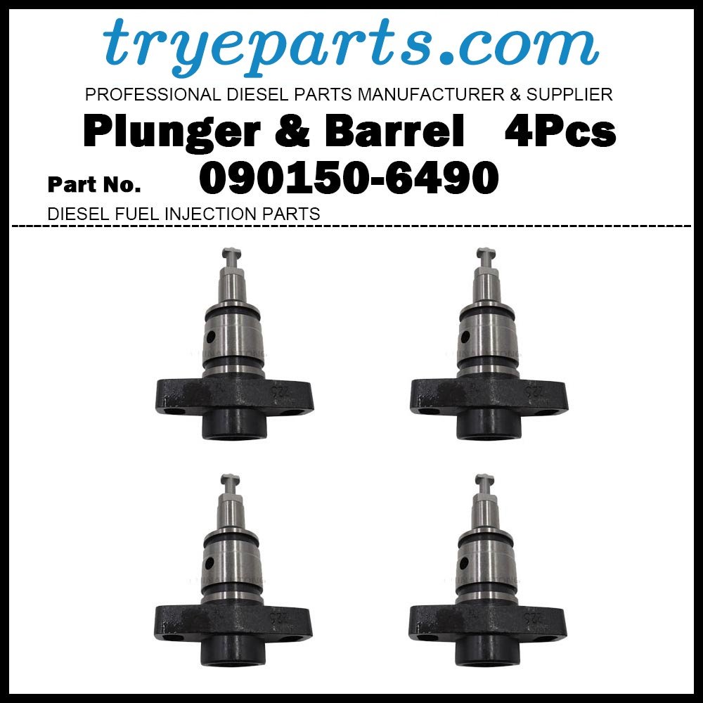 4Pcs Plunger and Barrel Assembly 6490 090150-6490 for MITSUBISHI Fuso Canter 4D34 4D34T 4M50 4M50T / Hyundai Porter Mighty County D4DA D4D4