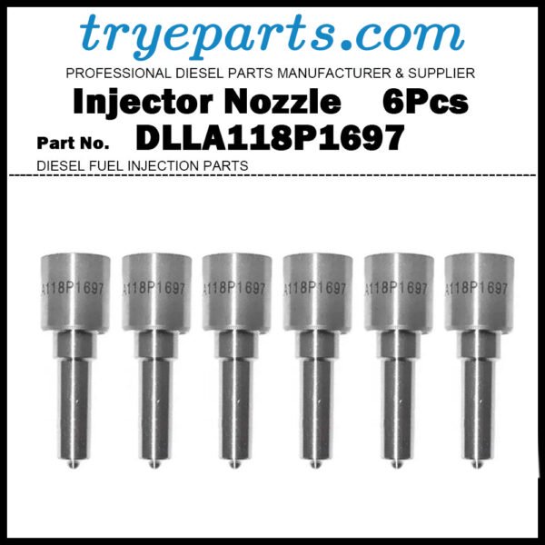 6Pcs Diesel Fuel Injector Nozzle Tips DLLA118P1697 0433172040 for Komatsu PC300HD-8 PC300LC-8 PC350HD-8 PC350LC-8 WA430-6 / Injector 0445120125 0445120236 6745-12-3100 3965721