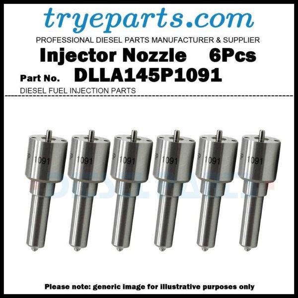 6Pcs Common Rail Fuel Injector Nozzle Tip 093400-1091 DLLA145P1091 for HOWO A7 D12 / 095000-8910 9709500-891 VG1246080106